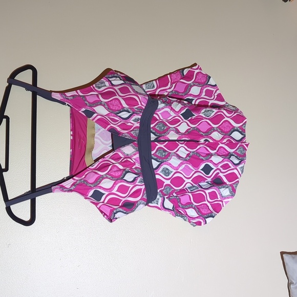 Free Country Bathing Suit Top, 2X, pink, White And Gray - Picture 2 of 7